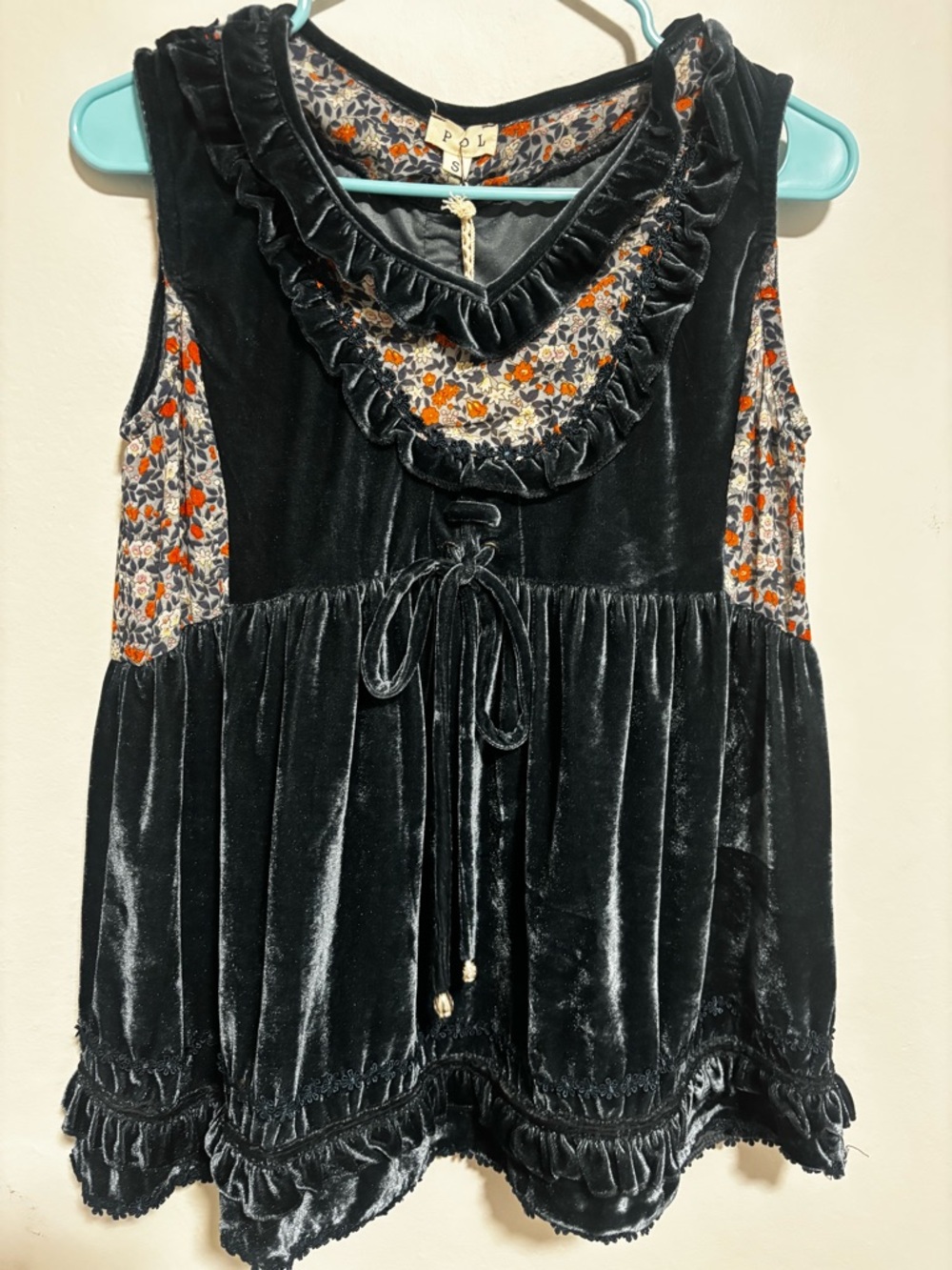 NWT POL Velvet Ruffle Sleeveless Tunic